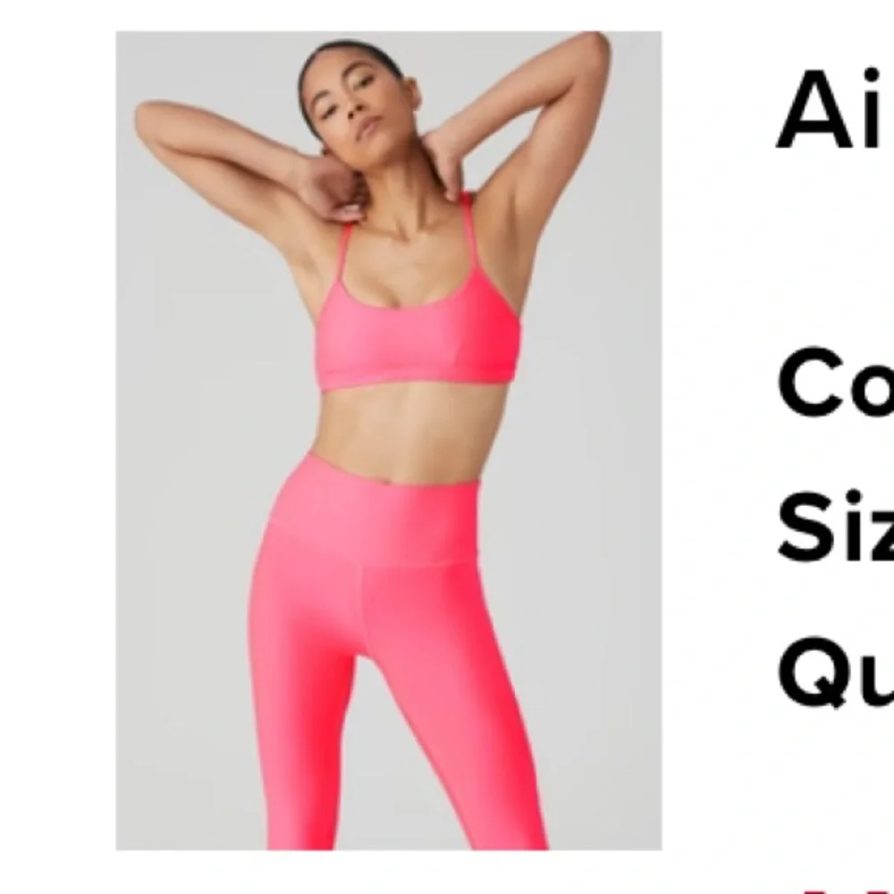 Alo Airlift Intrigue Bra Fluorescent Pink Coral S - Picture 2 of 6